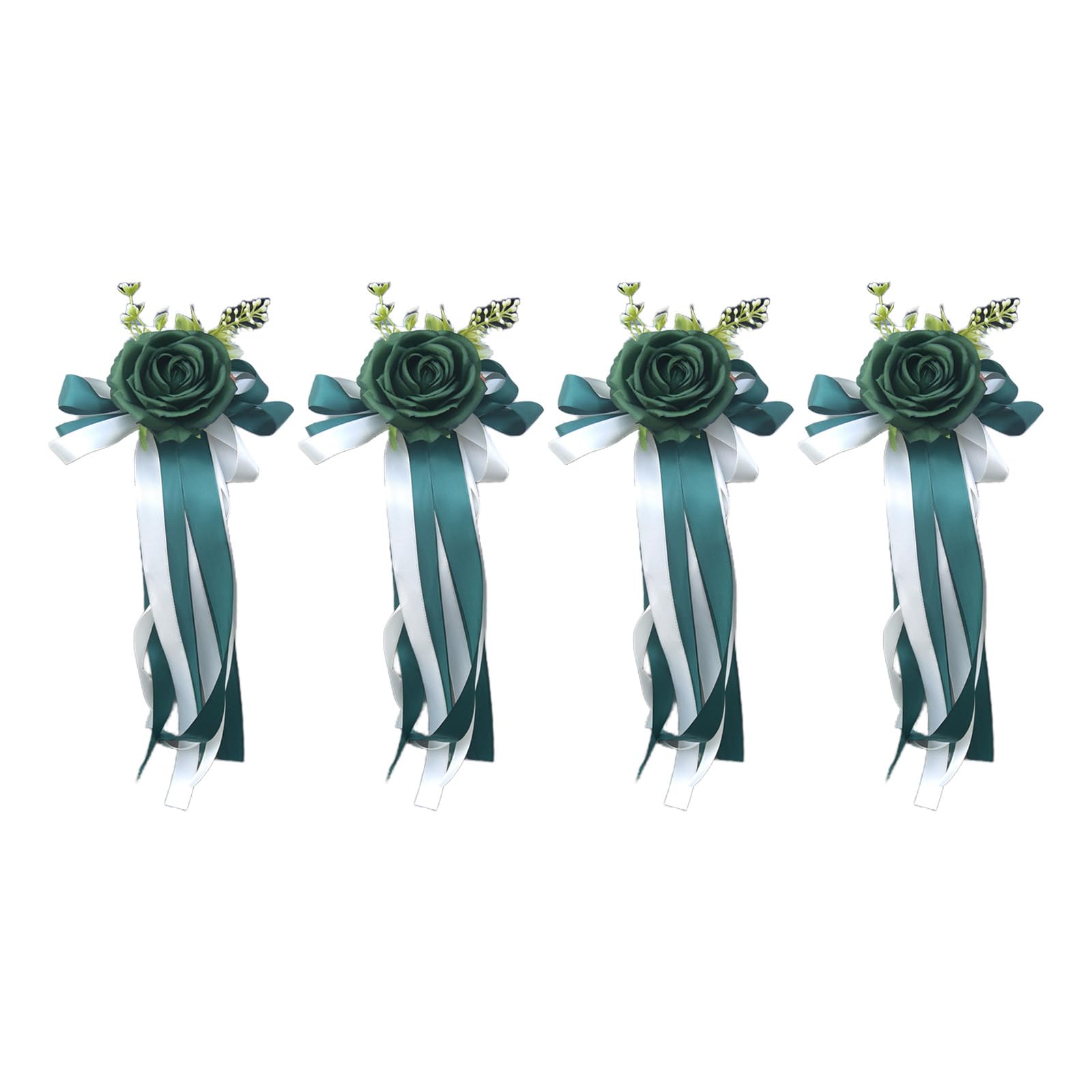 Tfaoys Green Of 4 Traditional Silkflowers For Wedding Car Deck Wedding Reception Home Decoration Blossomy Car Ornamentation