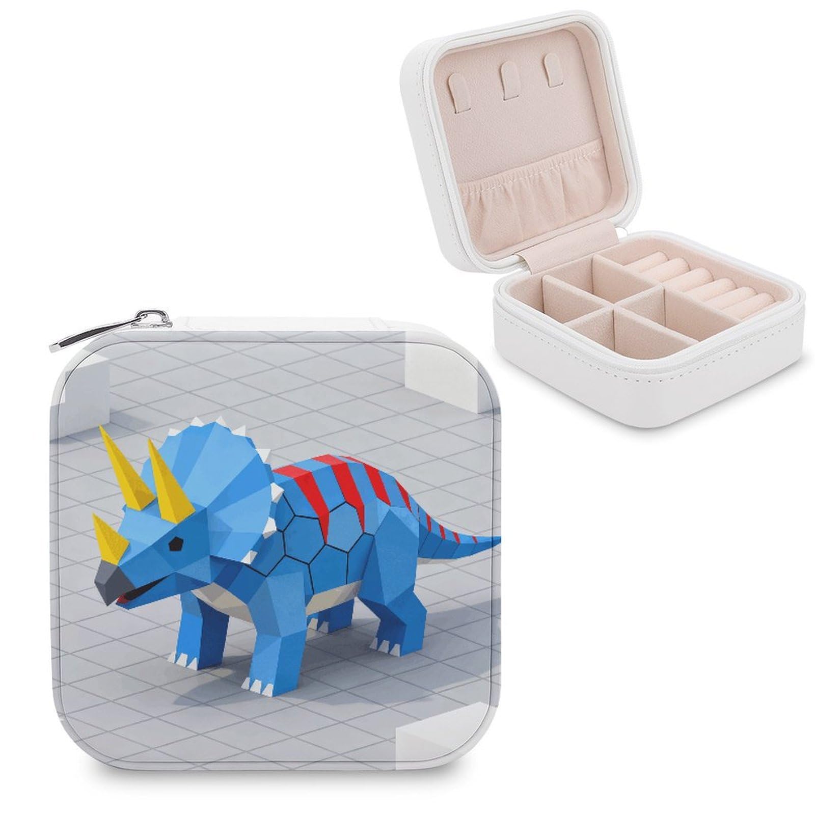 LZQPOEAS Dinosaur Patterns Jewelry Box, PU Patterned Storage Case, Portable Travel Jewelry Organizer Box for Storing Rings, Pendants, Earrings, Necklaces, And Women's Specialized