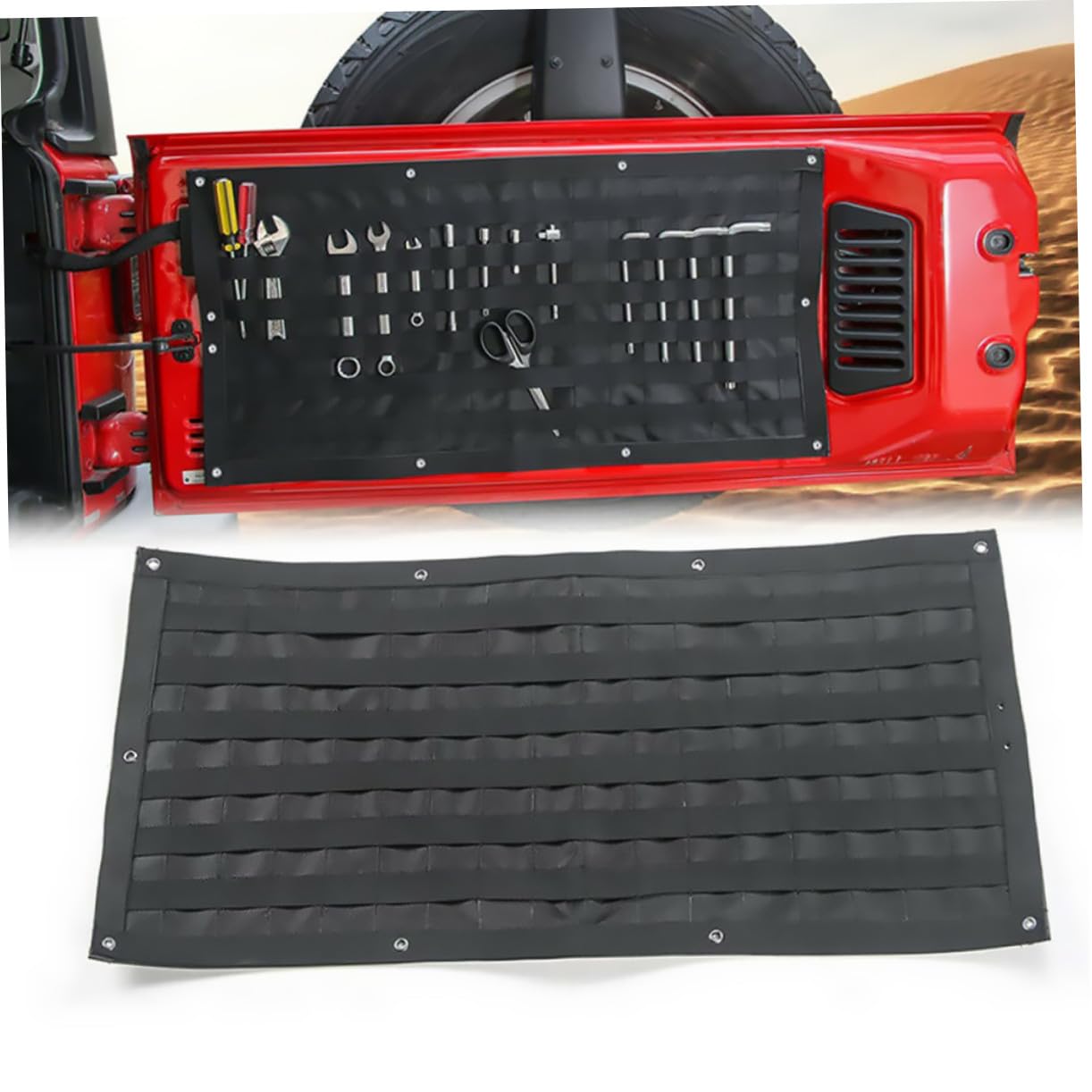 GALPADA Bolsa de Puerta Trasera de Vehículo Negra de Nailon para Coche