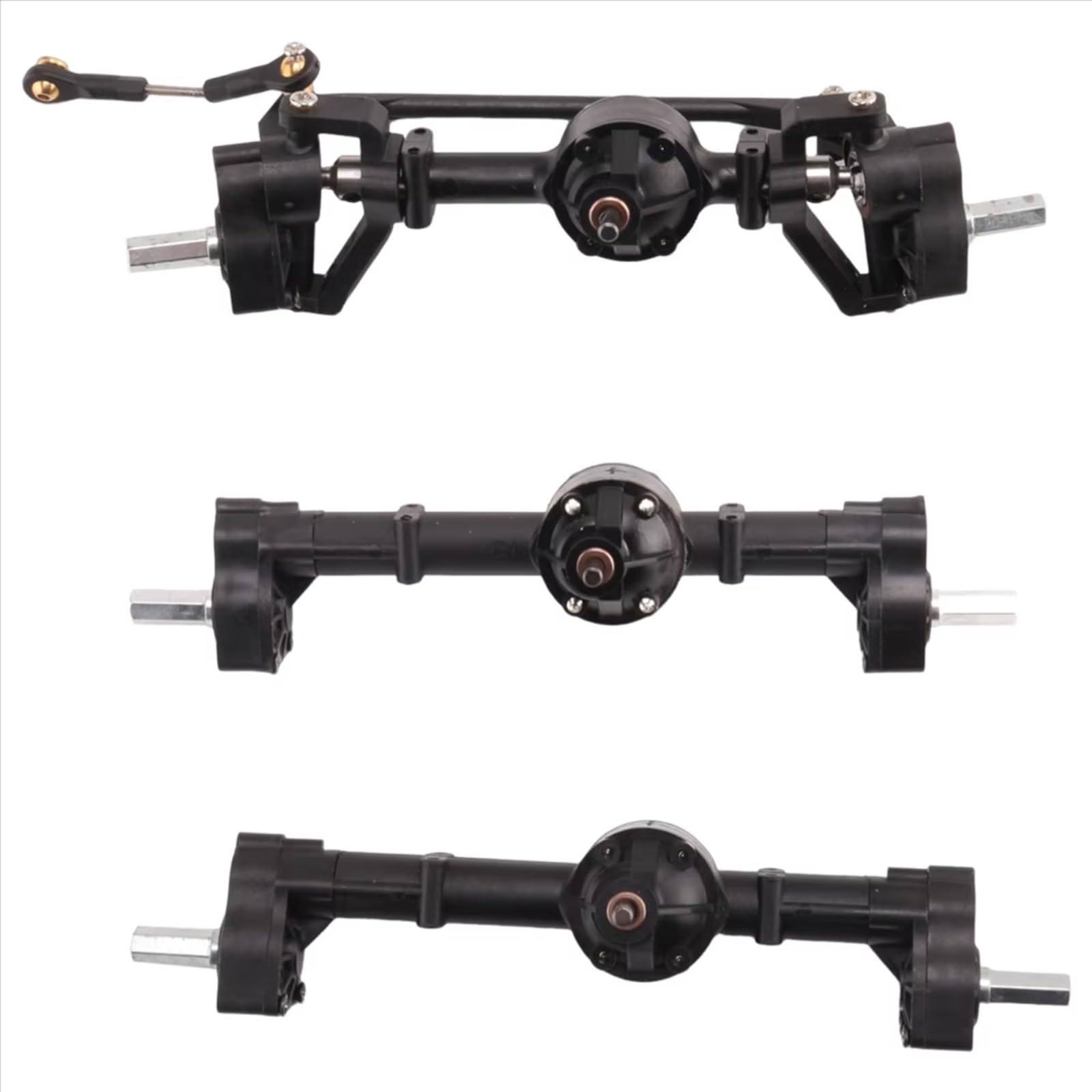 Compatible con WPL B16 B36 6X6 6WD 1/16 RC Car Upgrade Parts Modification Accessories 3Pcs Juego De Eje Portal Delantero, Medio Y Trasero Piezas