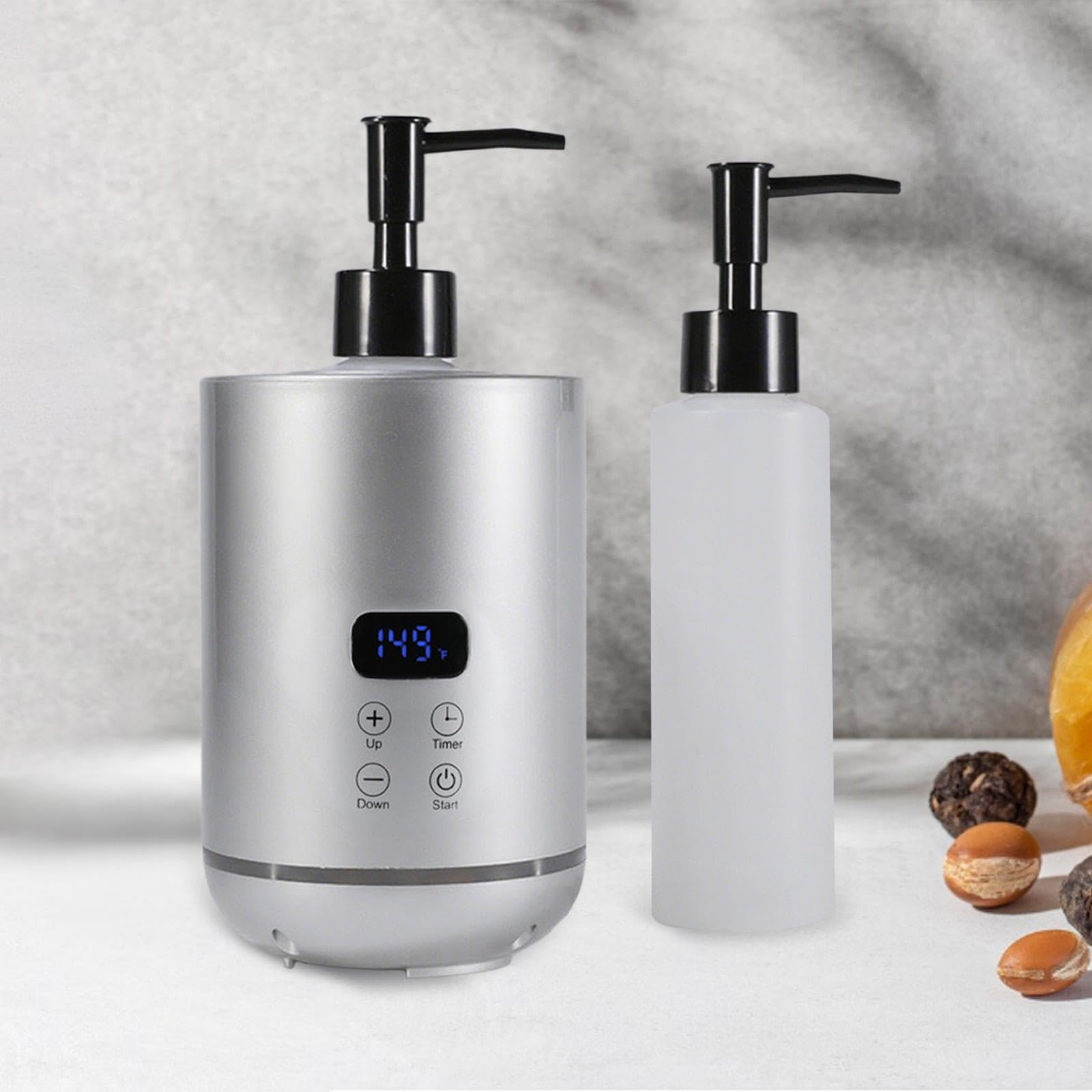 3 Pièces Chauffe-huile de Massage Électrique Chauffe-bouteille Chauffe-lotion et Crème avec Écran LED et Minuterie Intégrée Approprié pour Le Spa et, Argent