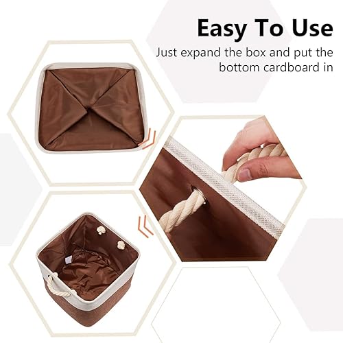 Miniatura 5 de i BKGOO Paquete de 3 cubos de almacenamiento plegables grandes, canastas de almacenamiento plegables resistentes de tela catiónica, cubos con asas