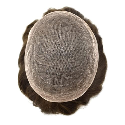 Miniatura 6 de Toupee para hombres, pieza de cabello humano real, suave encaje suizo frontal, sistema de cabello para hombre, protesis capilar para hombre (8 x 10