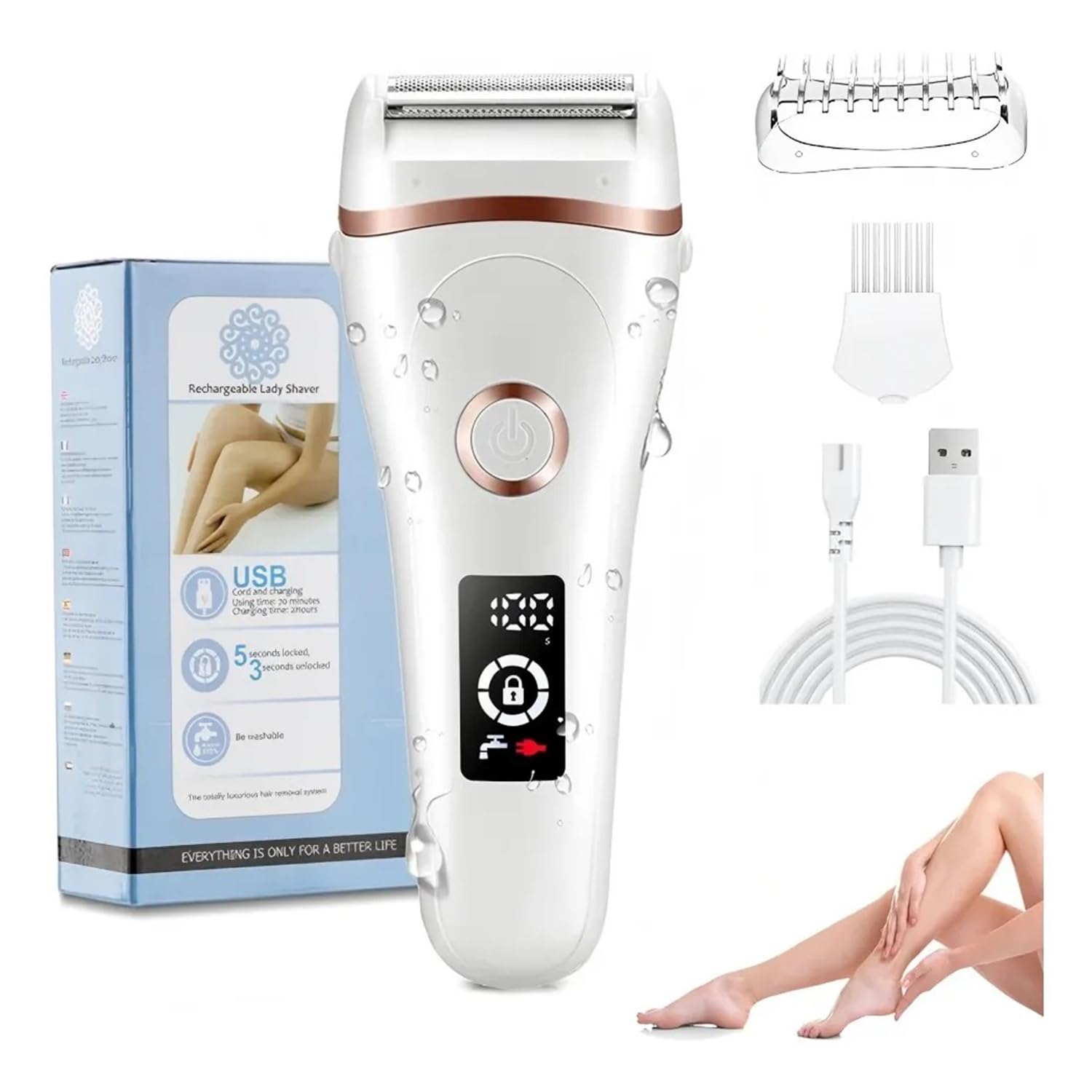 Rechargeable Women Electric Shaver For Body Face Under Armpits
