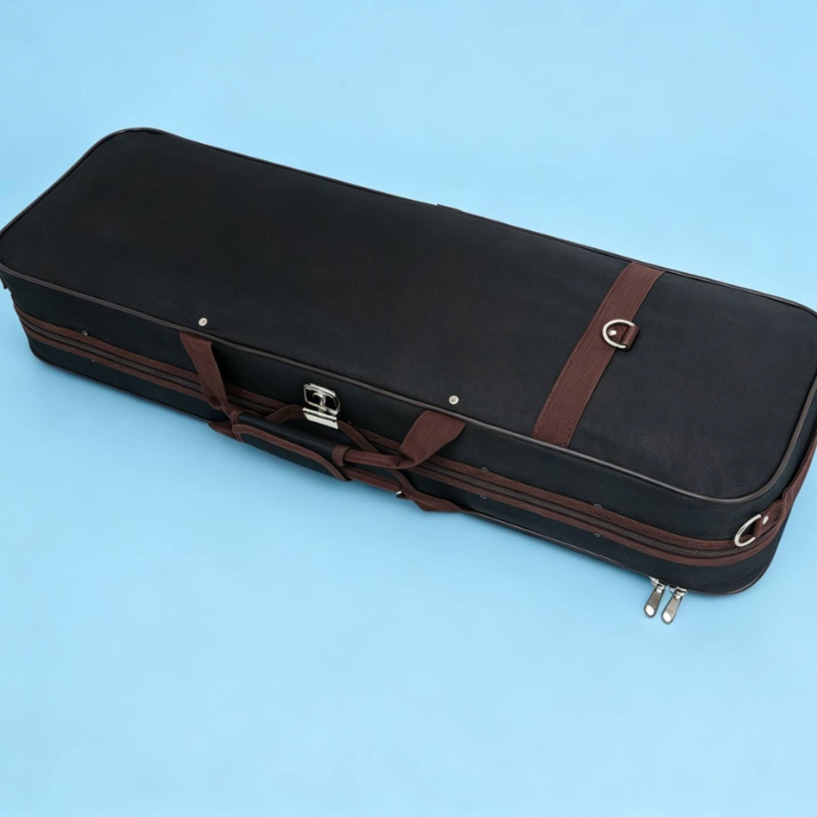 kowaku Estuche de Violín Funda Carcasa Caja Protector Transporte Estructura Rígida Concha Reforzada con Interior Moldeado y Organización para Arco y Resina, Negro, Negro Cadena Plateada
