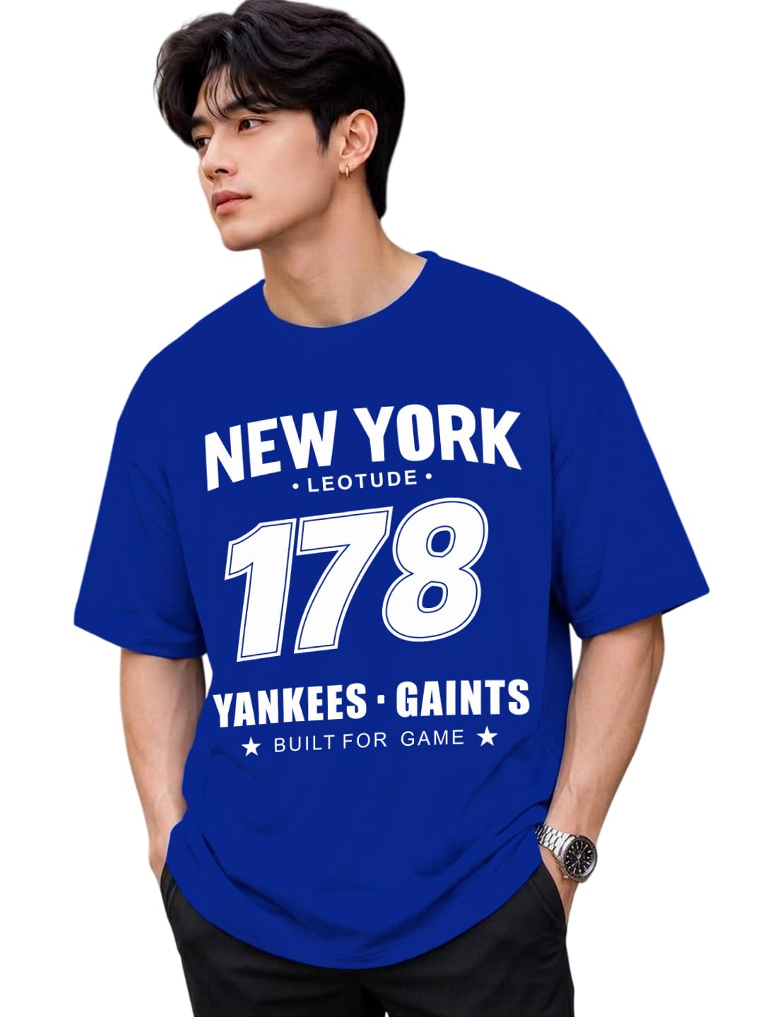 leotude Men's Half Sleeve Round Neck Cottonblend Graphic Print Oversized Tshirt for Man-picture-11