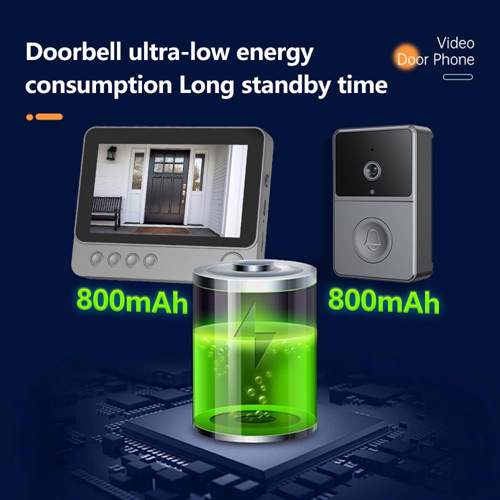 BEEBIRD Wireless 720p Video Doorbell with 4.3" LCD Display Screen | 70° Wide Angle | 2 Way Audio | Night Vision Smart Digital Doorbell Intercom System — Amazon image 7