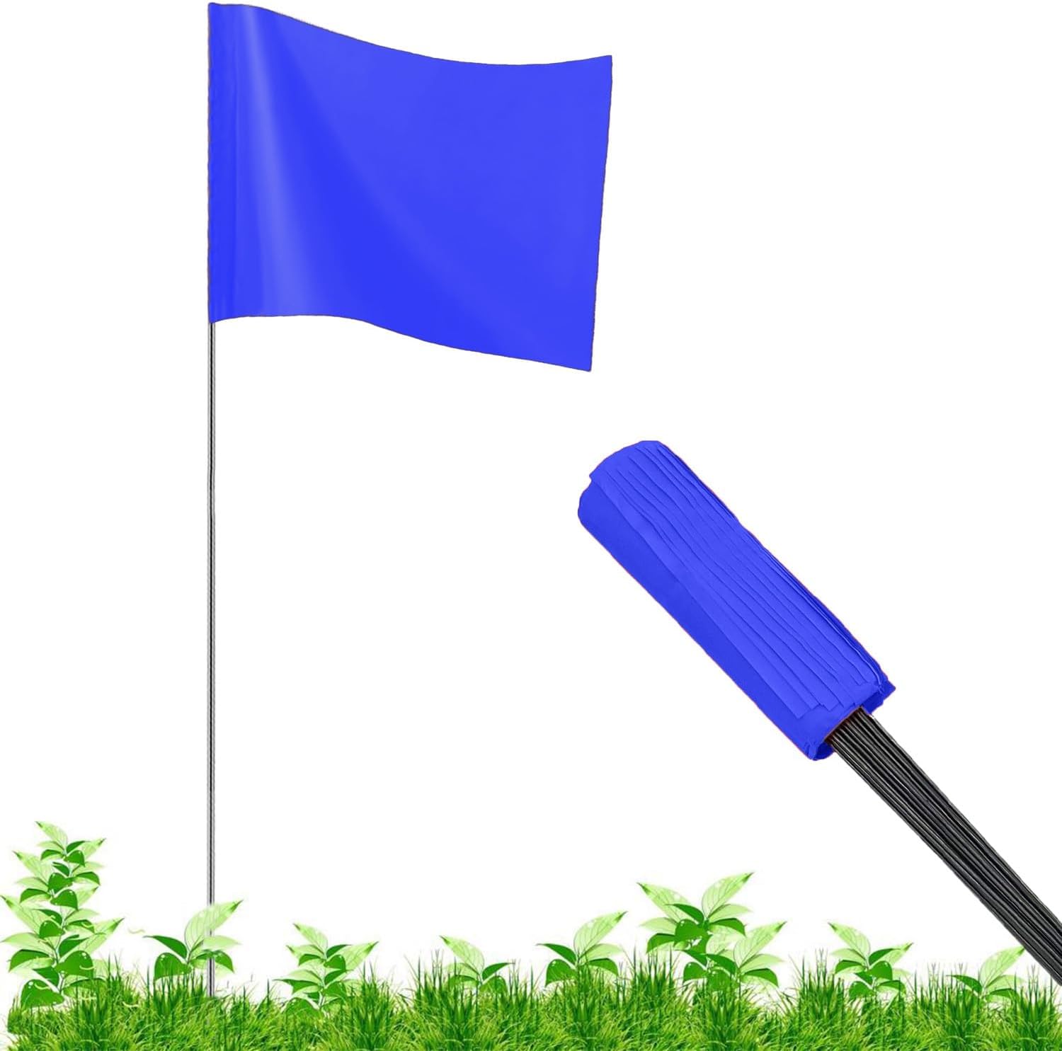 100Pack Blue Marking Flags, JIZHGRAD 16x4x5 Inch Marker Flags Use for Yard & Lawn, Boundary & Dog Training, Survey & Landscape, Sprinkler & Surveyor, Garden & Construction, High Visibility, Sturdy, Versatile, UV & Weather Resistant