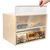 Vista 6 de iLAND Caja de Diorama de Madera Grande Cajas de Exhibición para Figuras Coleccionables Miniaturas y una Caja de Habitación de Casa de Muñecas Sin