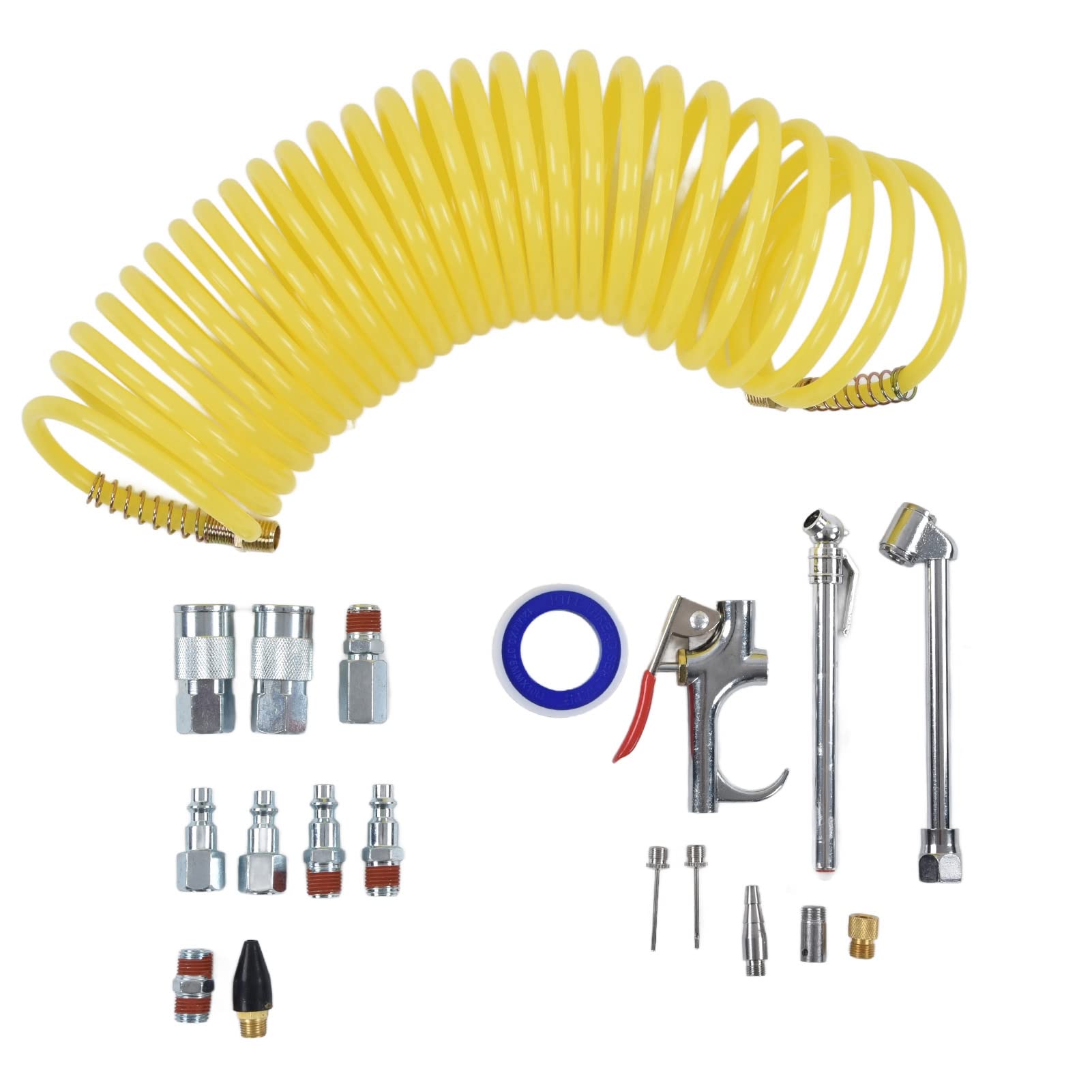 Kit de manguera para neumáticos con compresor de aire, kit de accesorios para compresor de aire con conector industrial NPT de 1/4 pulg., accesorios de aire de conexión rápida