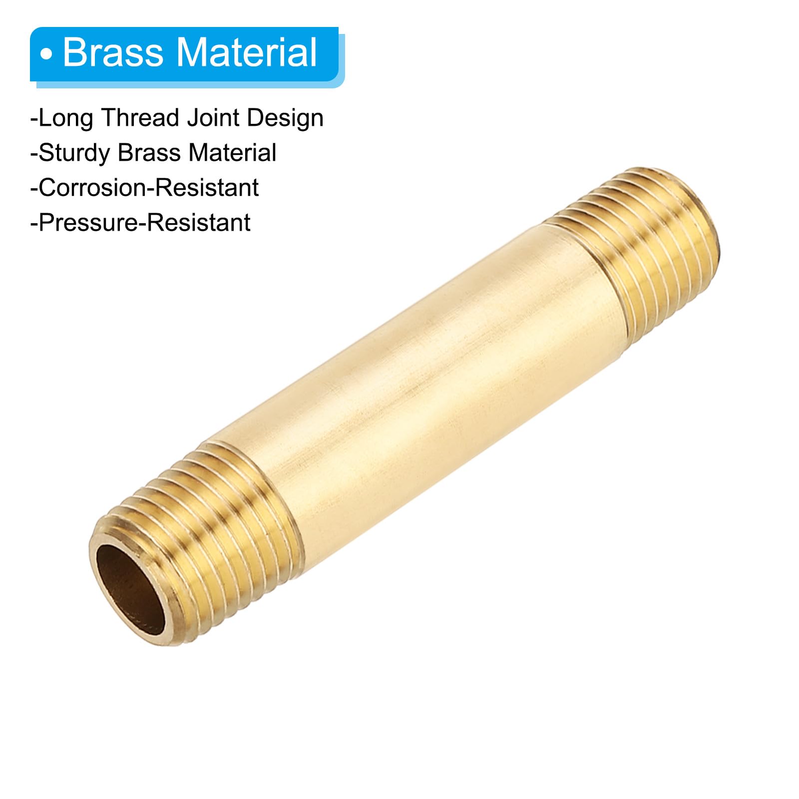 PATIKIL Raccordo Filettato Maschio In Ottone 1/4" x 1/4" NPT Prolunga Lunga, 25Pz Prolunga Diritta 3" Per Collegamenti Di Sistemi A Combustibile, Aria, Acqua, Olio, Gas, 1200PSI