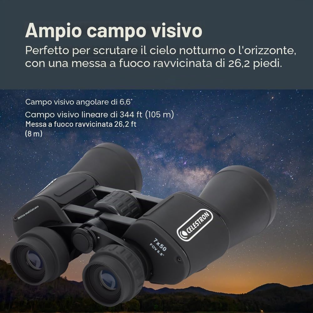 Celestron 71198 Cometron 7x50 Binocolo con prisma di Porro, Nero