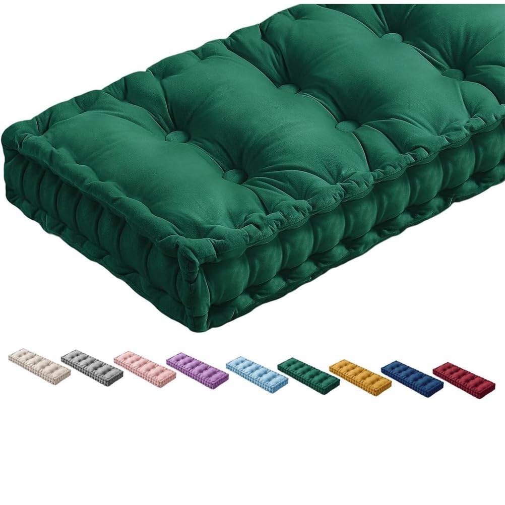 rious - Cuscino per panca in velluto, trapuntato, per sedie da cucina, sgabelli da pianoforte e divani da pranzo, spessore 10 cm, disponibile da 40 x 40 cm, 80 cm, 100 cm, 120 cm, 150 cm
