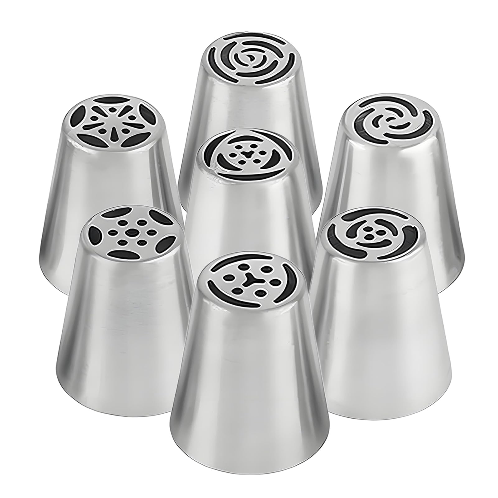 Flower Piping Nozzles, 7 Pcs Cake Piping Icing Tips Stainless Steel Flower Frosting Nozzle Set for Cupcakes Cake Decorating