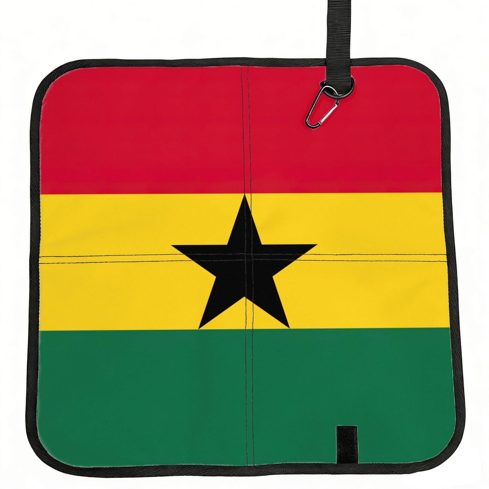 DIEzig Flag of Ghana Printed Compact Foldable Sitting Pad Oxford Base, Portable Cushion for Fishing Sports Events