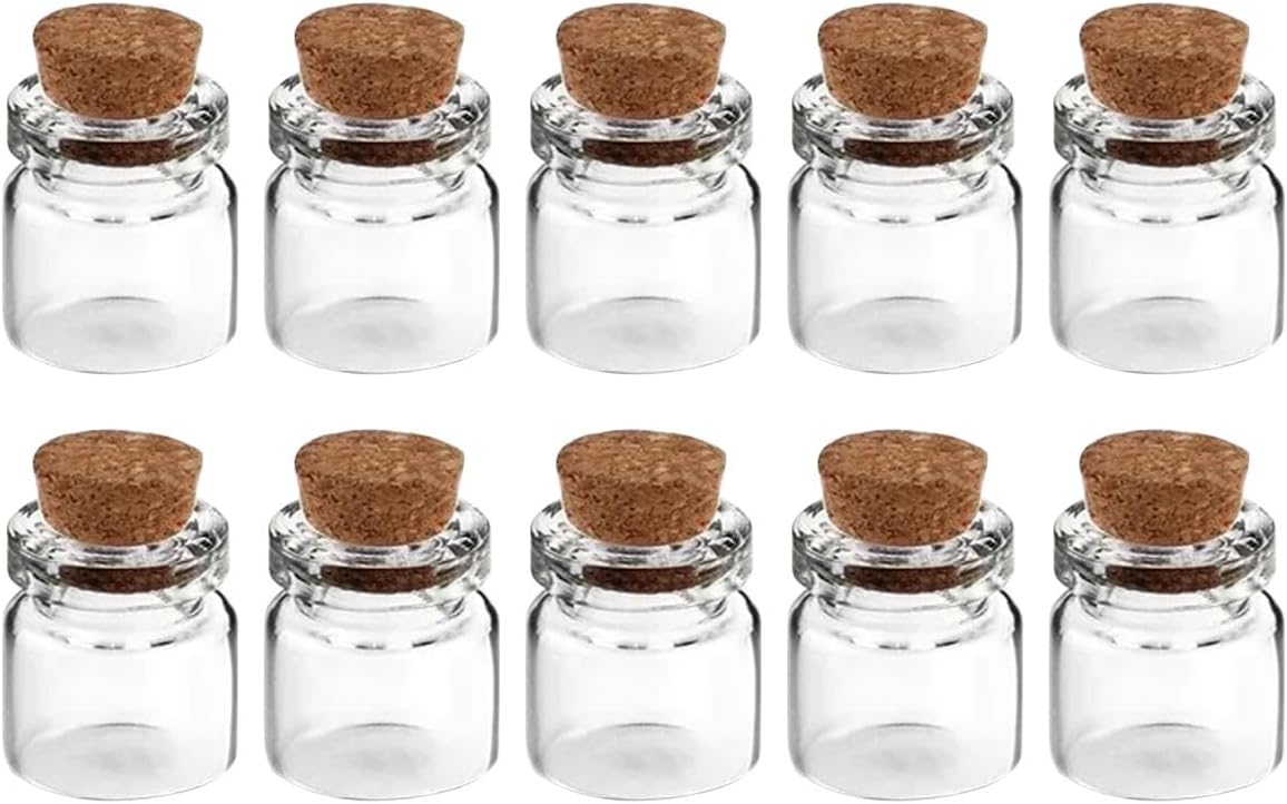 Mini Glass Bottles with Cork Stopper DIY Empty Vials Cork Message Wishing Bottle Birthday Wedding Party Decor Favors,100PCS