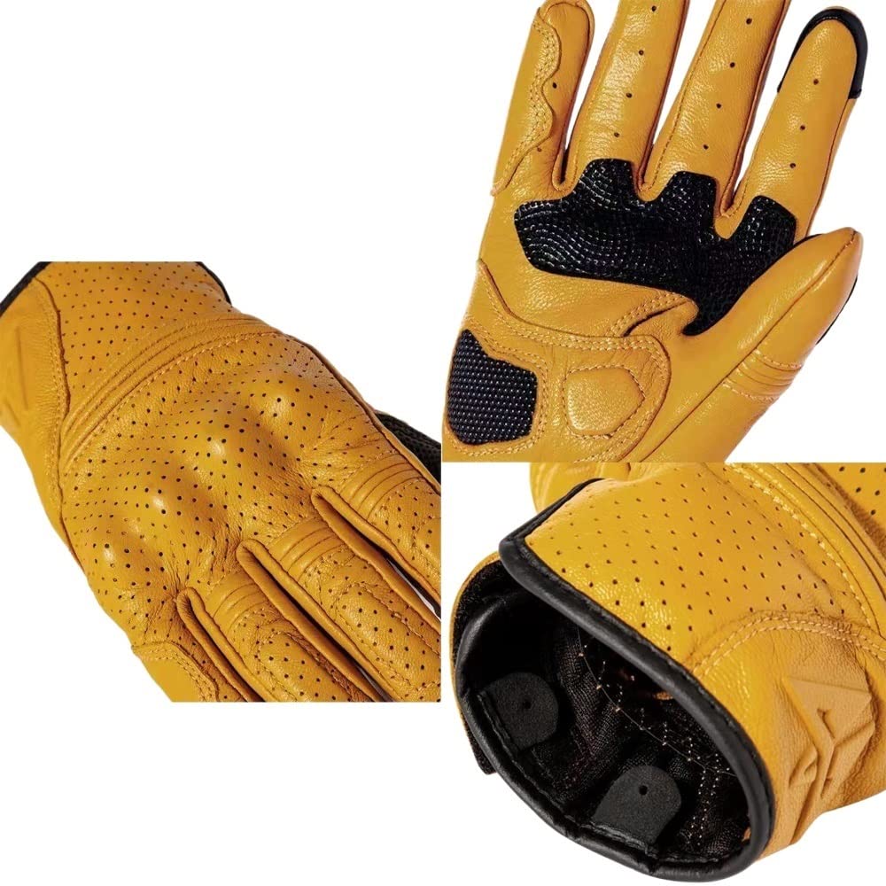 Gants Moto Gants de Moto rétro en Cuir véritable Moto Gants imperméables Gants de Protection de Moto Gants de Motocross Gris Gant Moto (Color : 3, Size : M)