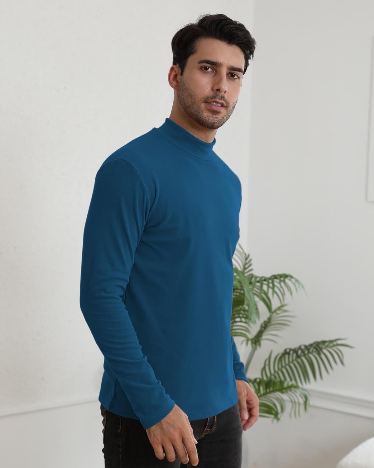 Men's Mock Turtleneck Shirt Long Sleeve Slim Fit Thermal Undershirt Stretch Base Layer - Image 5