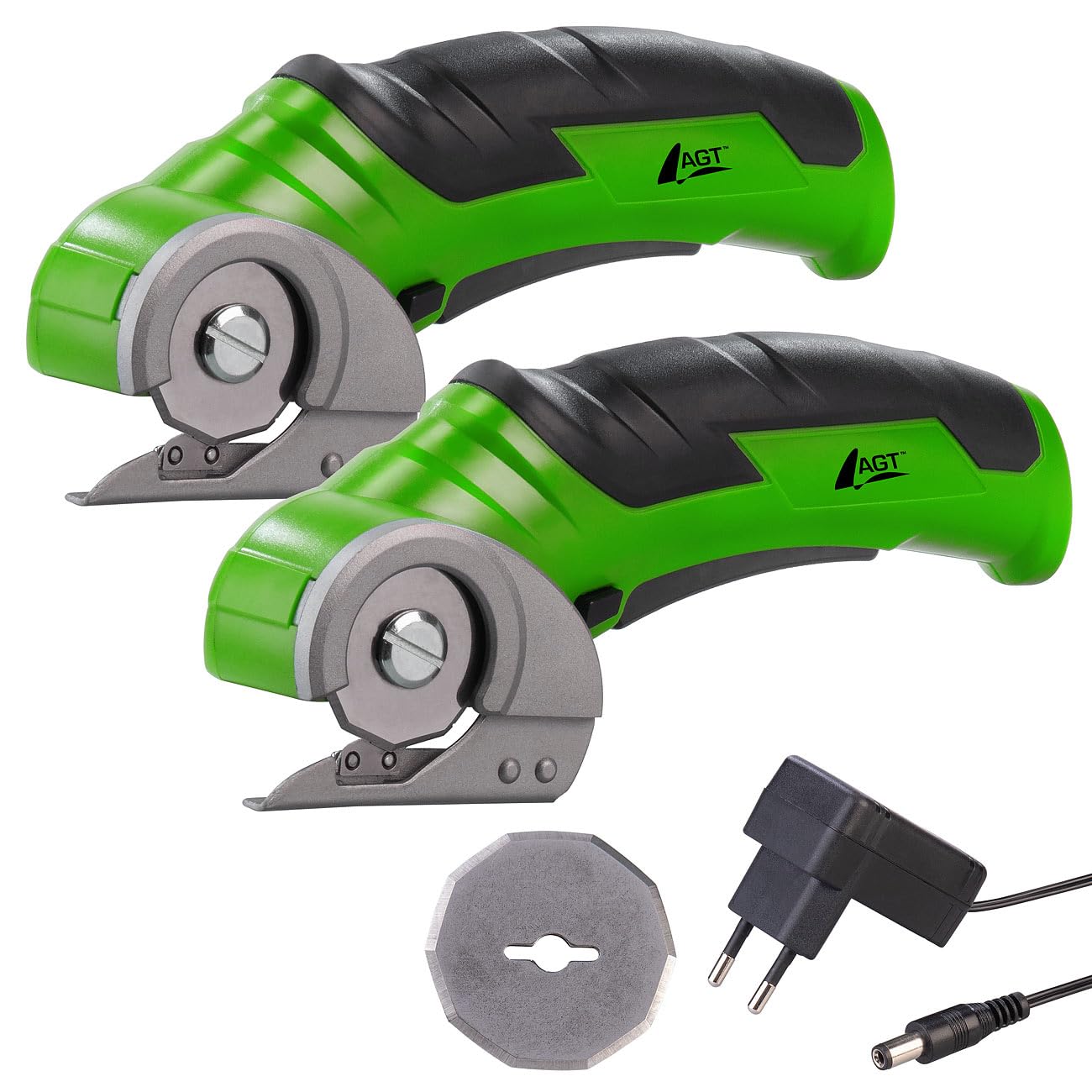 AGT Professional taglierina leggera in cartone: Set da 2 Taglierina elettrica per cartone, adatto anche per moquette, feltro e pelle, fino a 40 minuti di tempo di funzionamento (sicura, rotante)