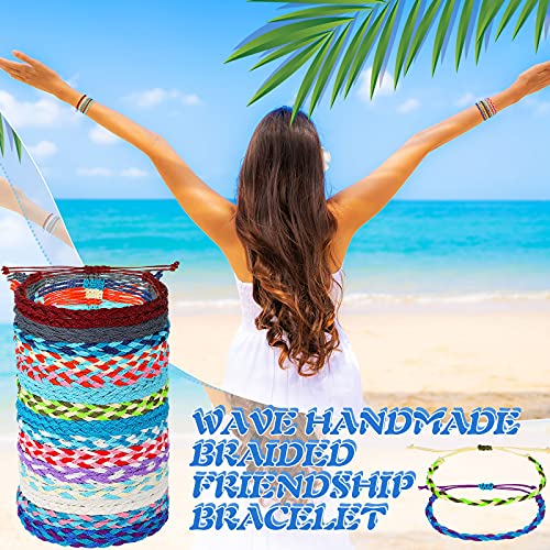 Hicarer 30 Pieces Friendship Bracelets Wave Handmade Kids Woven Braided Bracelet Waterproof Rope Bracelet Surfer Adjustable Bohemian Wrist Cord for Women Men Jewelry Party Accessories4