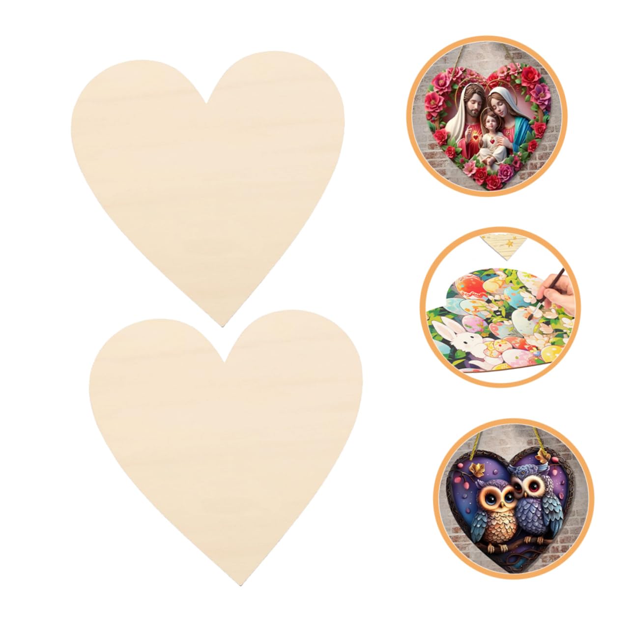 Cuori di Legno Grezzi per Artigianato 30 Pezzi, Beige | Forma a Cuore, per Decorazione Casa e Festa, Set da 30 Elementi, Uso Versatile