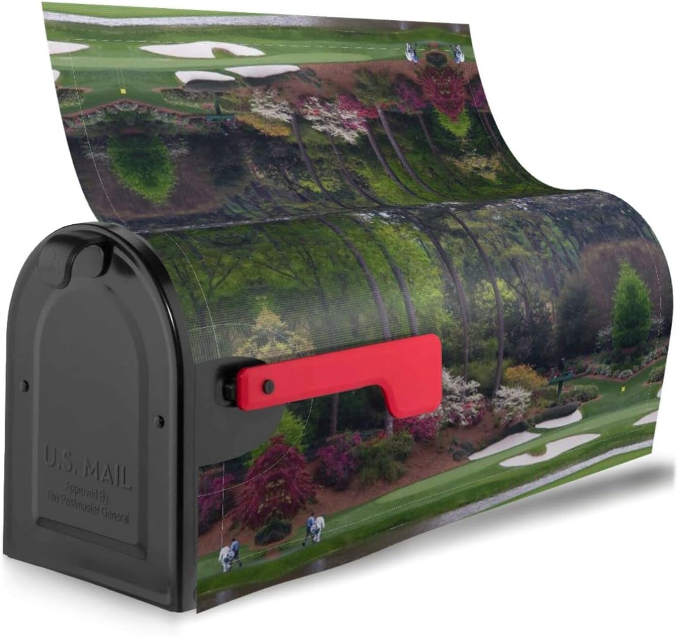 Golf Course Magnetic Mailbox Covers, Post Box Cover Wrapped Standard Size 20.7 X 18.03 Inch for Courtyard Garden Yard Fence Decor 21x18 in.