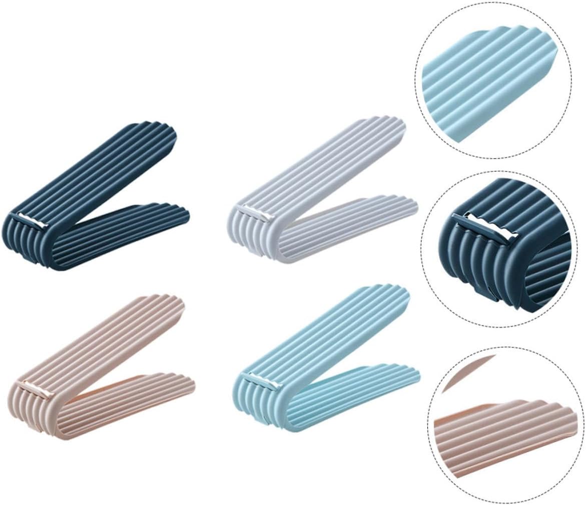 4pcs Stackable Shoe Holder Rack, Double-Layer Adjustable Plastic Shoe Slot Organizer for Home Closet Storage and Slippers Color Style