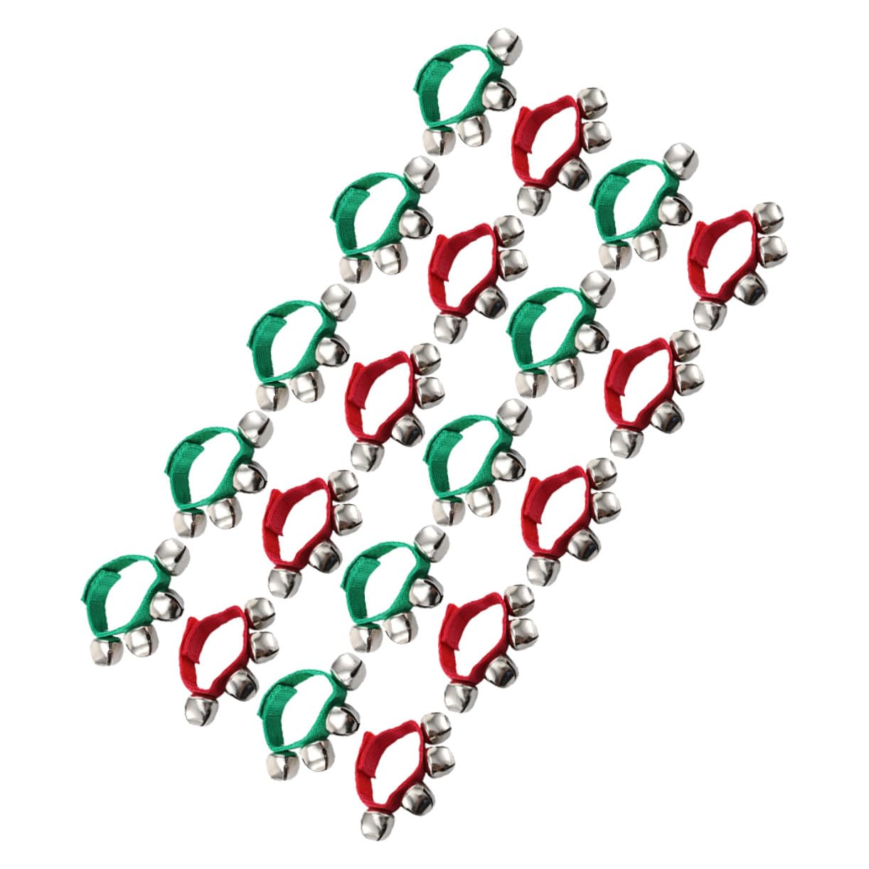TOYANDONA 20 Pezzi Braccialetti Campanellini Natalizi per Ragazzo Ragazza in Metallo e Tessuto, Non Facili da Deformare, per Feste di Natale e Giochi di Danza al Polso Colore Casuale
