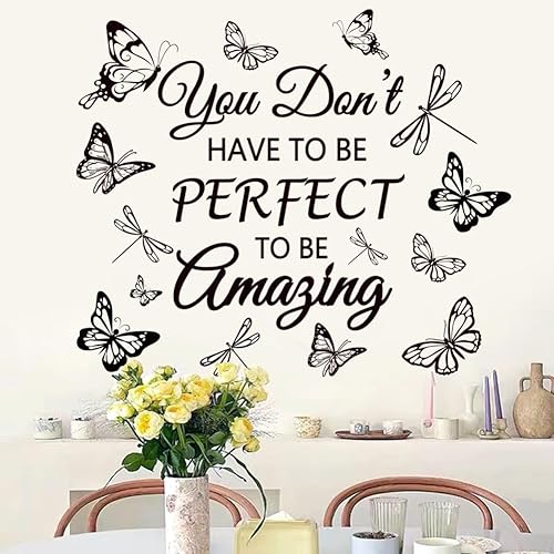 Miniatura 3 de Calcomanías inspiradoras para pared, con texto en inglés You Don't Have to Be Perfect to Be Amazing , calcomanías de arte de pared motivacionales