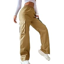 SEMATOMALA Women's Drawstring Cargo Sweatpants High Waisted Basic Elastic Waist Flare Long Pants with Pockets