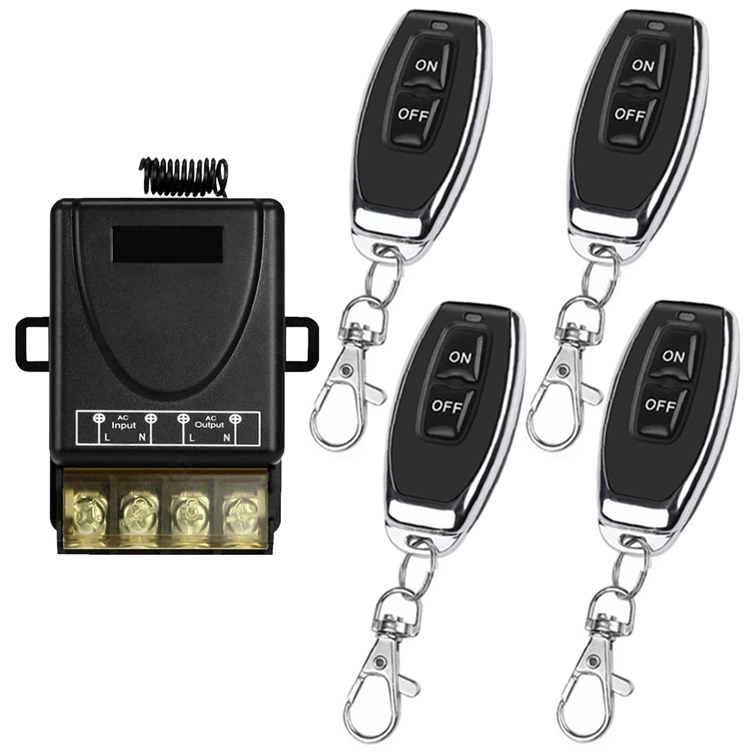 DieseRC Interruptor de luz de Control Remoto inalámbrico de 433Mhz AC 220V 230V 30A Receptor de relé y 4 transmisores Control de Radio para Bomba de Agua Ligera Electrodomésticos Riego agrícola