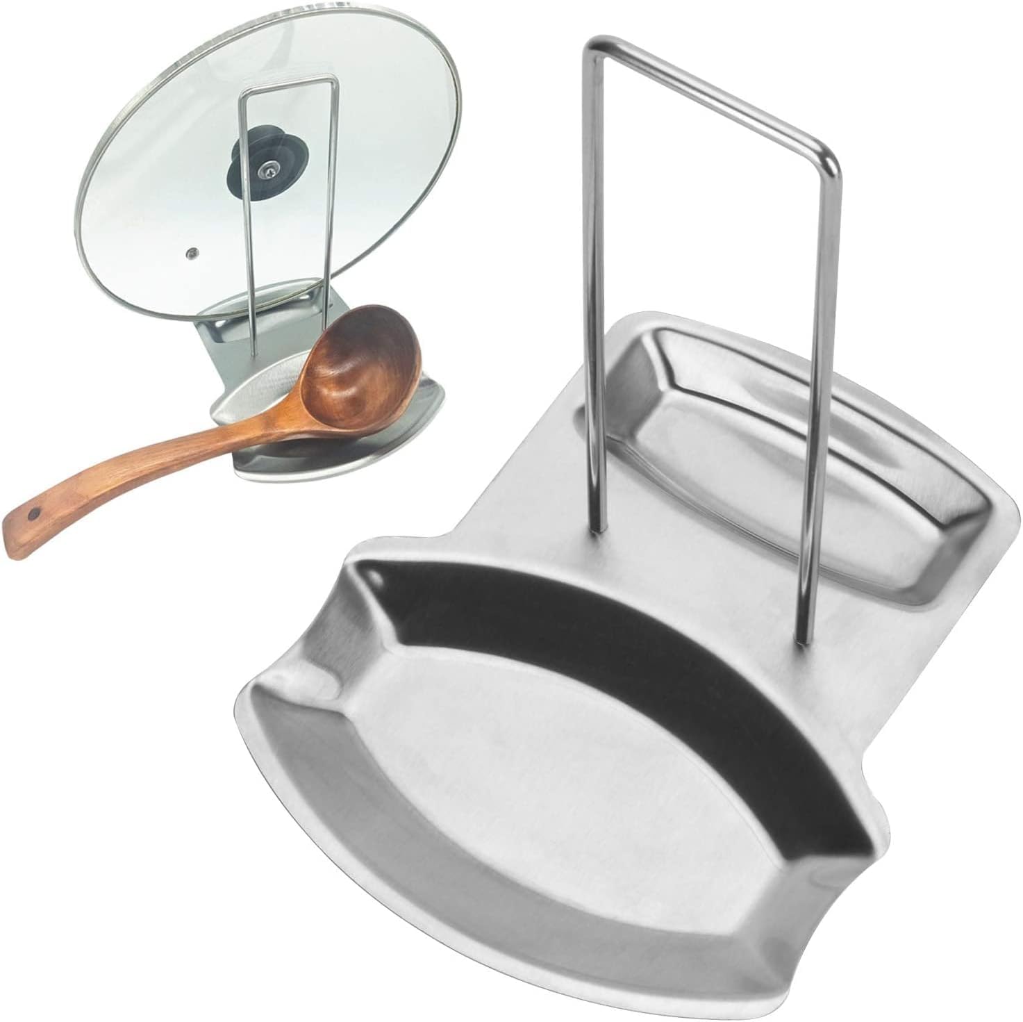 Pan Lid Holder for Pots and Pans Progressive Lid and Spoon Rest Shelf 304 Stainless Steel Pan Lid Organizer Kitchen Decor Tool (Holder)