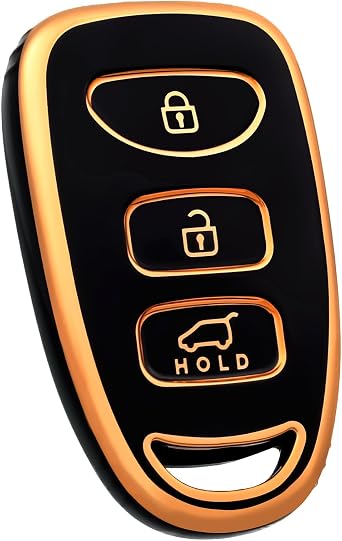 for Hyundai Key Fob Cover, Soft TPU Protection Key Fob Case Fit for Hyundai Elantra Accent Genesis Sonata Kia Forte Optima Sorento Rondo Spectra Car Key Accessories Gold Black