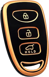 OFF WE GO for Hyundai Key Fob Cover, Soft TPU Protection Key Fob Case Fit for Hyundai Elantra Accent Genesis Sonata Kia Forte Optima Sorento Rondo Spectra Car Key Accessories (Gold Black)