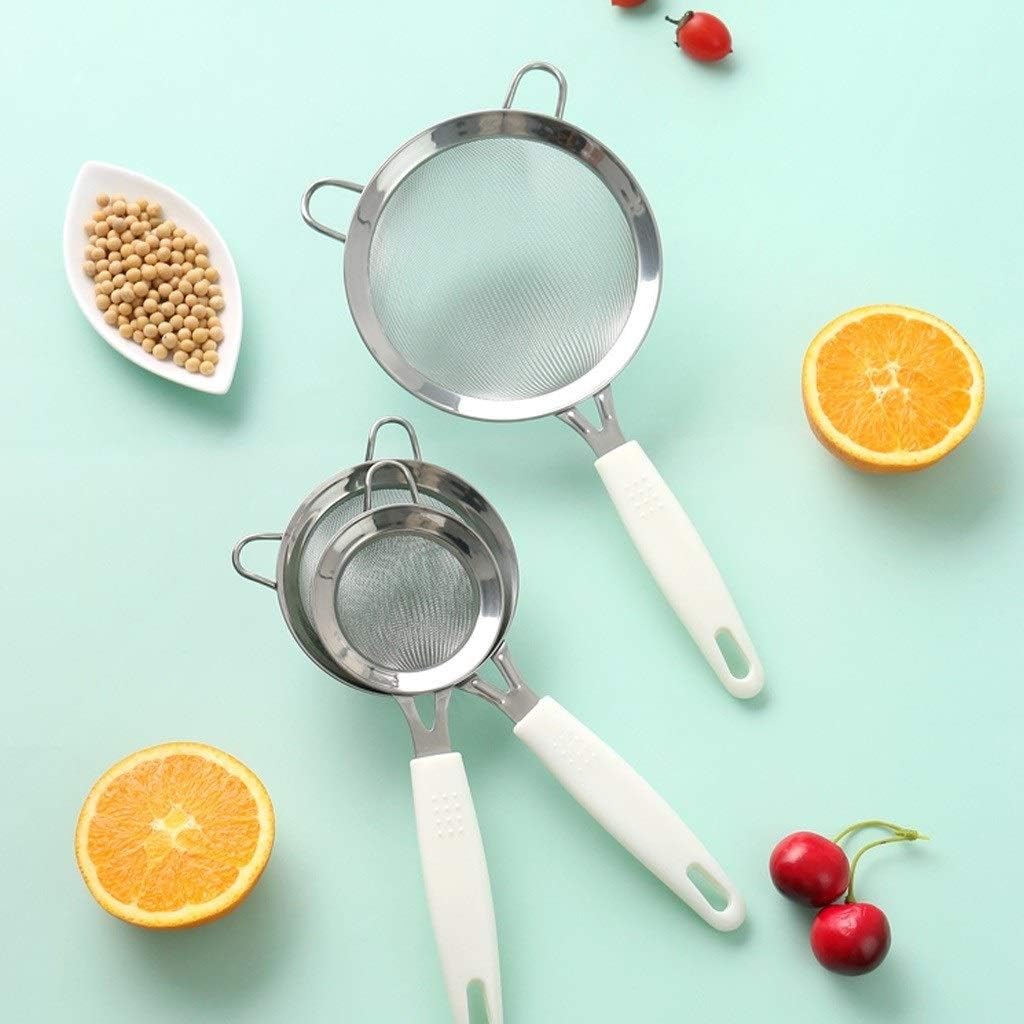 Premium Stainless Steel Fine Mesh Strainers with Sturdy Handle and Wider Hook for Kitchen Cooking Food Preparation Fine mesh Strainer Frying Filter Spoon Oil ski (B)