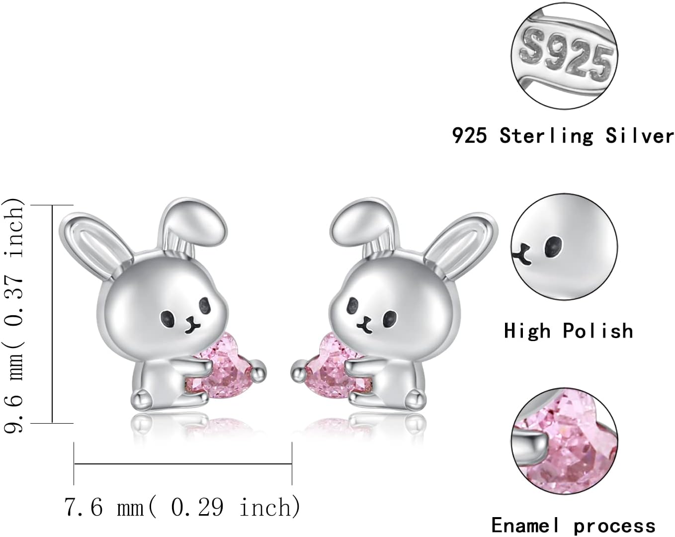 Sterling Silver Animal Stud Earrings: Hypoallergenic Cow Bee Axolotl Fox Penguin Cat Bat Bunny Elephant Panda Pig Earrings Cute Jewelry Gifts for Women - Image 3