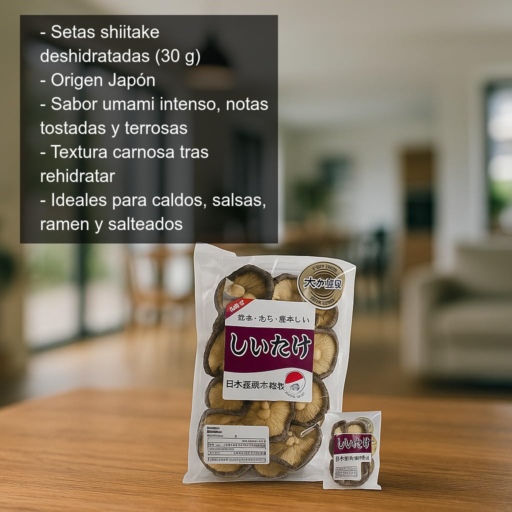 Setas Shiitake Deshidratadas Japonesas 30 g Ingrediente Umami para Ramen Caldos Sopas Salteados y Salsas