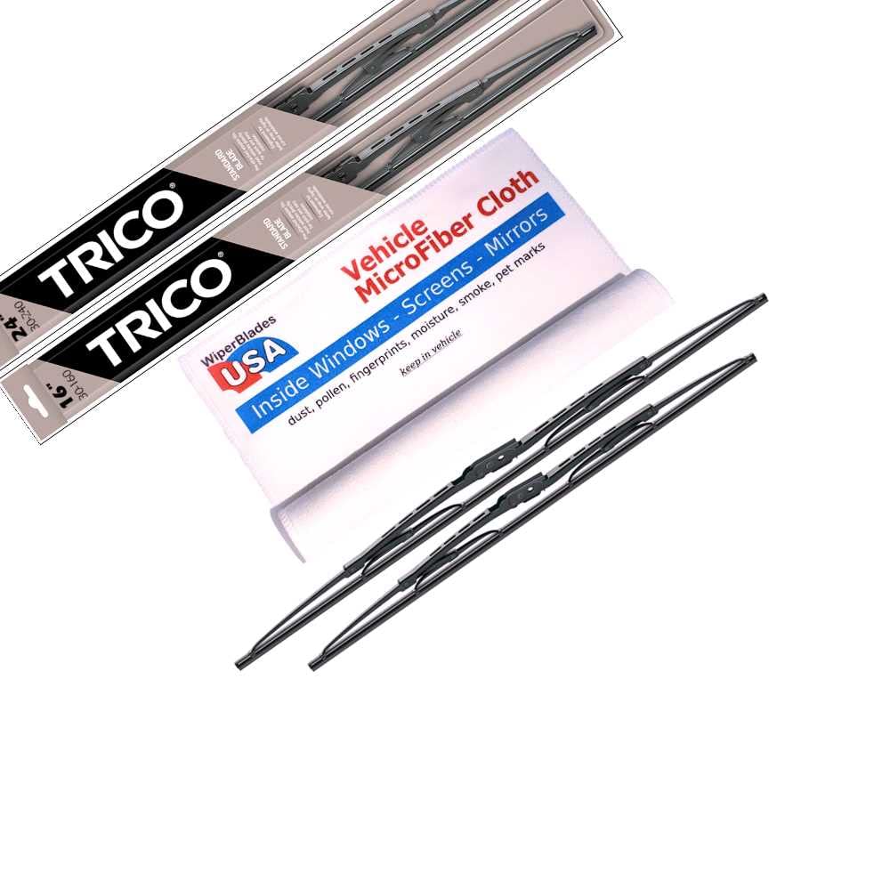 Wiper Blades Set for 2023 Mitsubishi Mirage G4 Driver/Pass Trico Steel Wipers Set of 2 Bundled with MicroFiber Interior Car Cloth