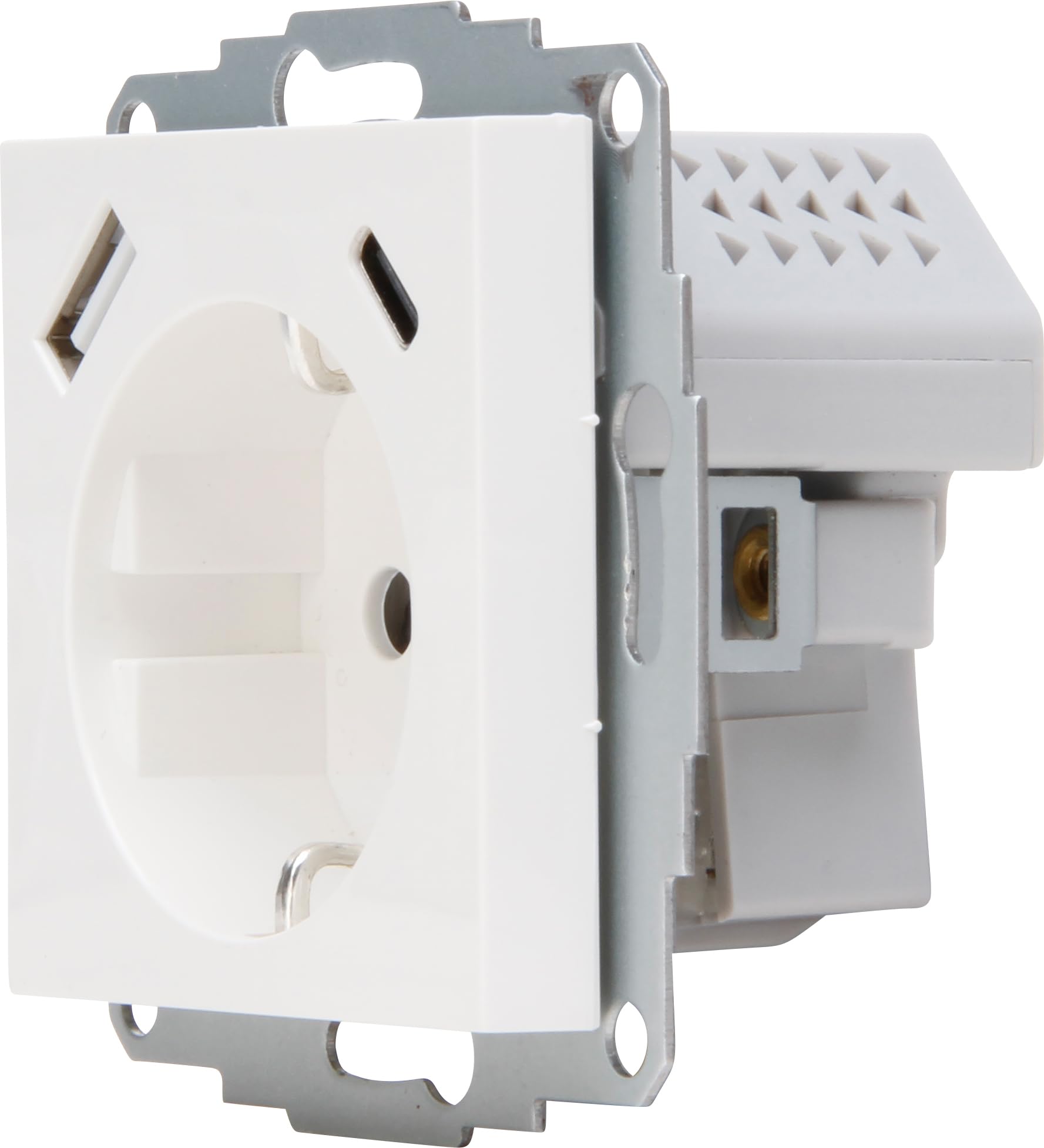Kopp HK07 - Unterputz-Schutzkontakt Steckdose, USB C Ladebuchsen und USB A Ladebuchse, Ausgangsstrom Ladebuchsen max. 3A, 5V, 55x55mm Abdeckungen, Nennstrom 16A, Nennspannung 250V~, Farbe: reinweiß