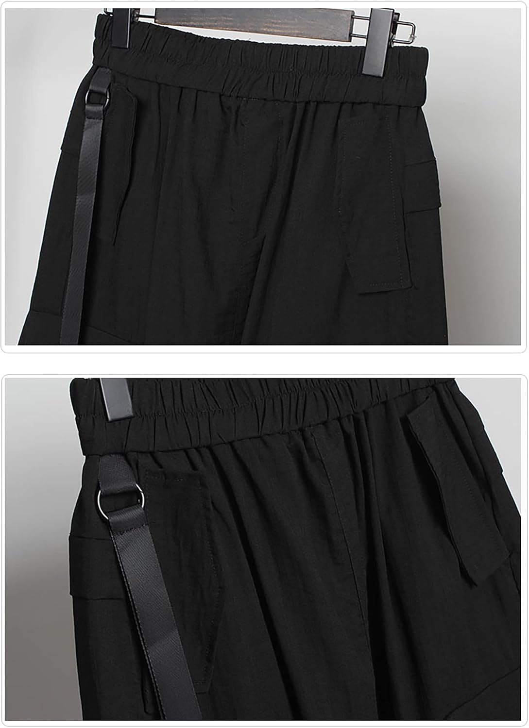 MOKEWEN Men's Two Tone Elastic Waist Capri Pants Jogger Cargo Shorts with Multi Pocket