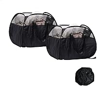 Vista 13 de Cesta de lavandería plegable, cesta de ropa plegable emergente de 90L con asas, cesta de ropa sucia de malla cuadrada para lavandería, baño