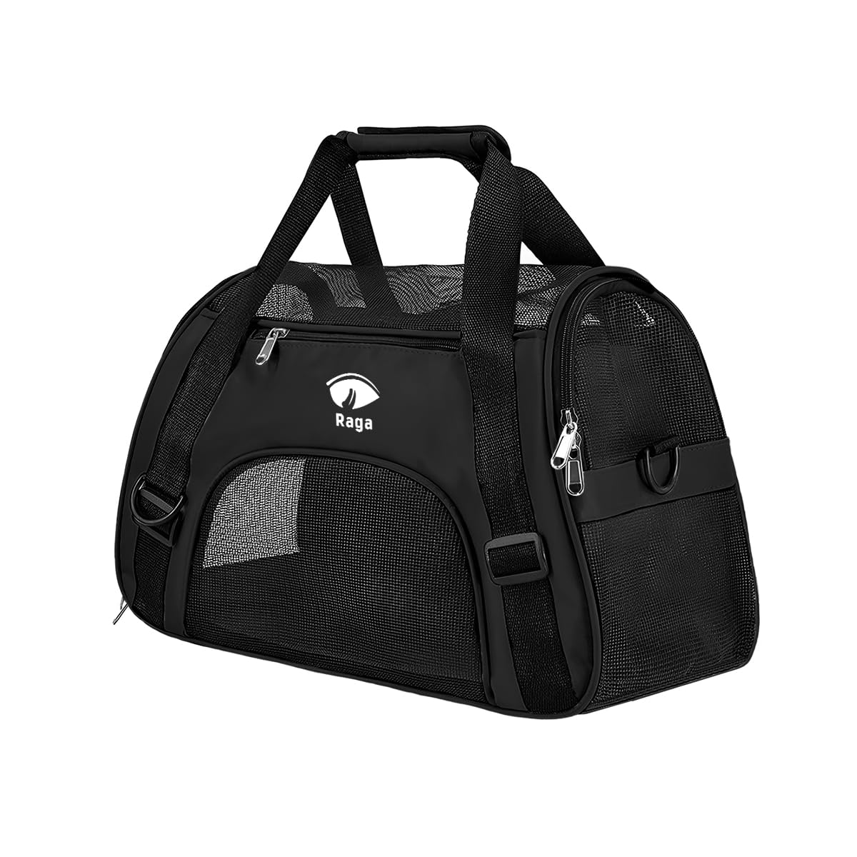 Raganet, Maleta Transportadora de Mascotas, Perros y Gatos, Bolsa Portátil para Máximo 10Kg de Peso, Medidas: 42cm Largo X 20cm Ancho X 25cm Altura, Mochila para Viajes y Auto Color Negro