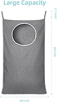 Vista 3 de KEEPJOY Paquete de 2 bolsas de lavandería colgantes que ahorran espacio, cestas de lavandería para puerta con 2 tipos diferentes de ganchos, bolsa