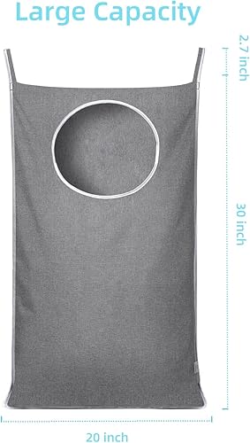 Miniatura 3 de KEEPJOY - Bolsa de lavandería para colgar en la puerta, ahorra espacio, cesta para ropa sucia con 2 tipos diferentes de ganchos, tela Oxford, 30 x
