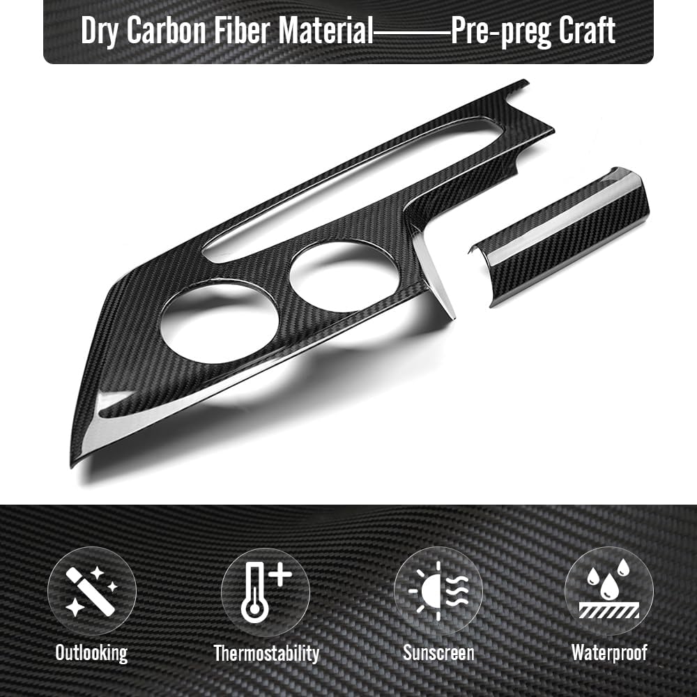 Carbon Fiber Center Consoles Panel for Corvette C8 Stingray HTC Coupe Z51 Z06 2026+,Dashboard Gear Shift Button Cover for C8 Corvette 2026 (Glossy Carbon)
