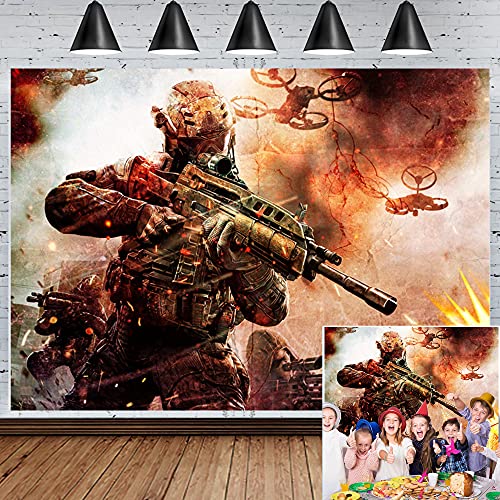 Call of Duty Party Backdrop, Video Game Theme Birthday Party Supplies Banner for Boys Girls Gaming Party Decoration Living Room Tapestry Photography Background 7x5ft