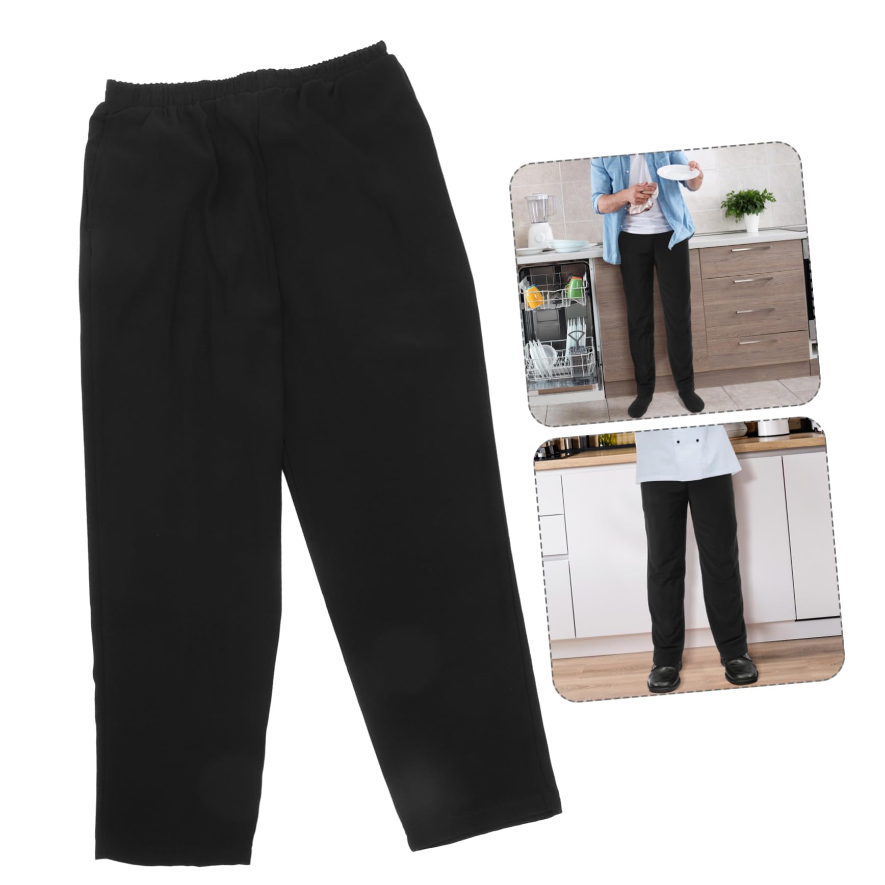 Pantaloni Taglia XXL Traspiranti da Cuoco Neri in Poliestere