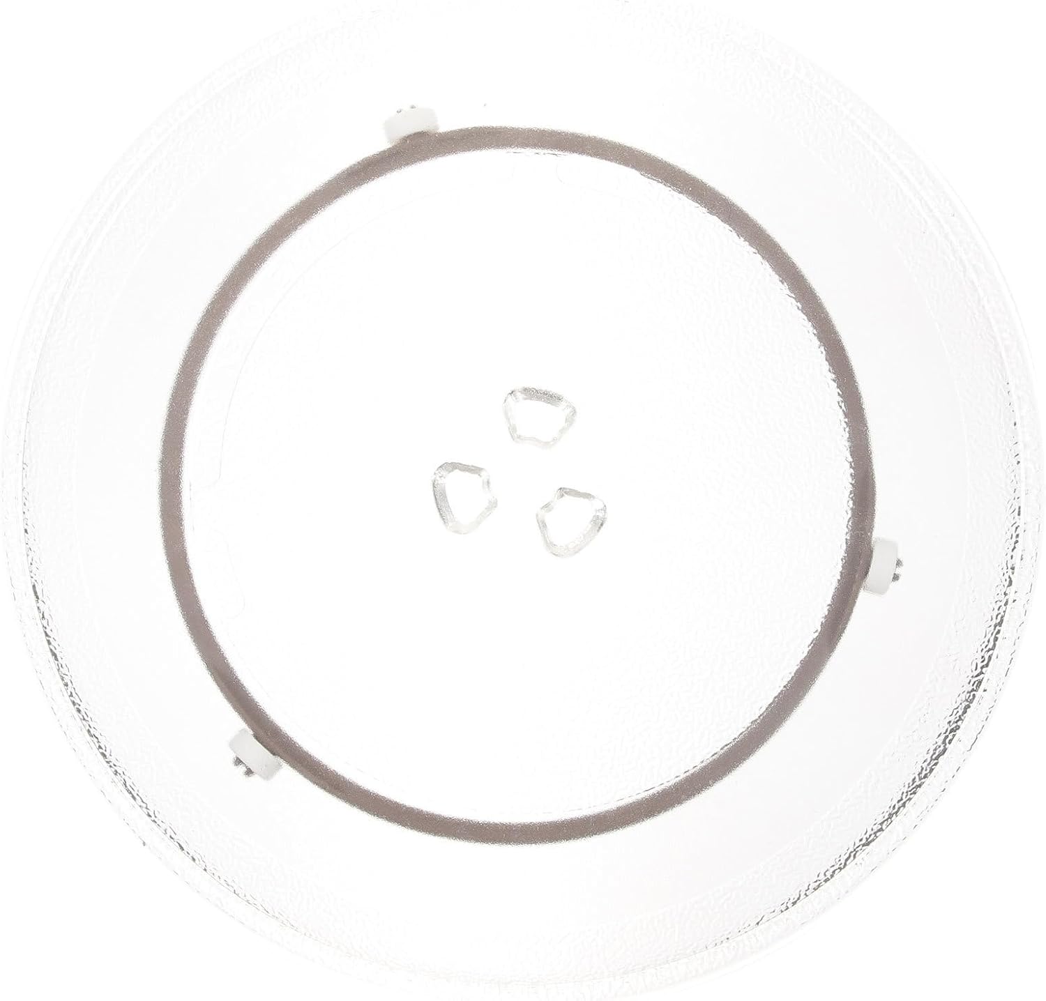 Microwave Glass Plate Replacement Turntable Tray with White Turntable Ring Coupler, Easy to Install and Hold Food Steadily for Cooking Use