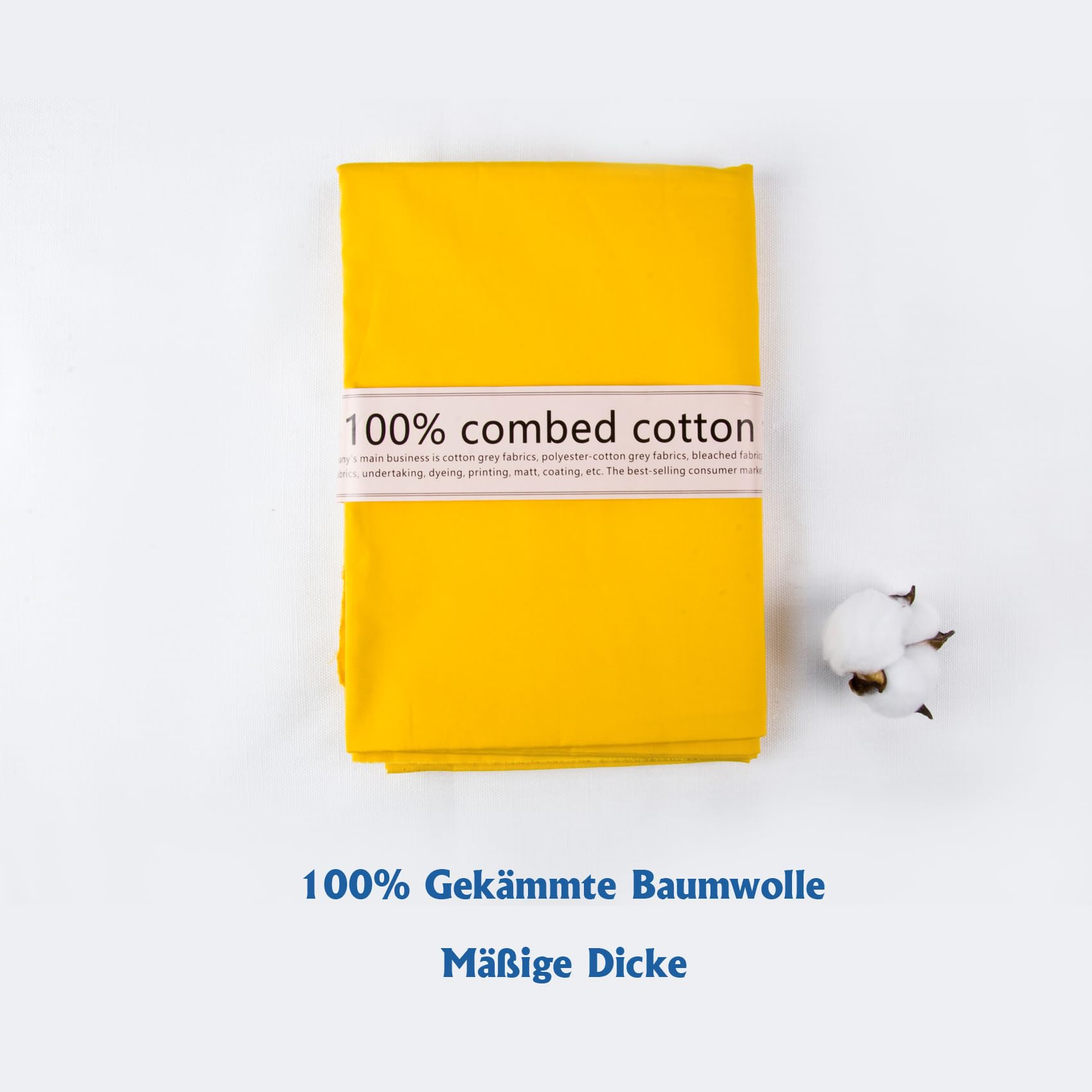 100% stoffa cotone, stoffa al metro, larghezza 150 cm, tessuto a tinta unita per realizzare Abbigliamento, Biancheria, Accessori Moda, Cuscini, Federe e Tende (Giallo, 5 Yards)