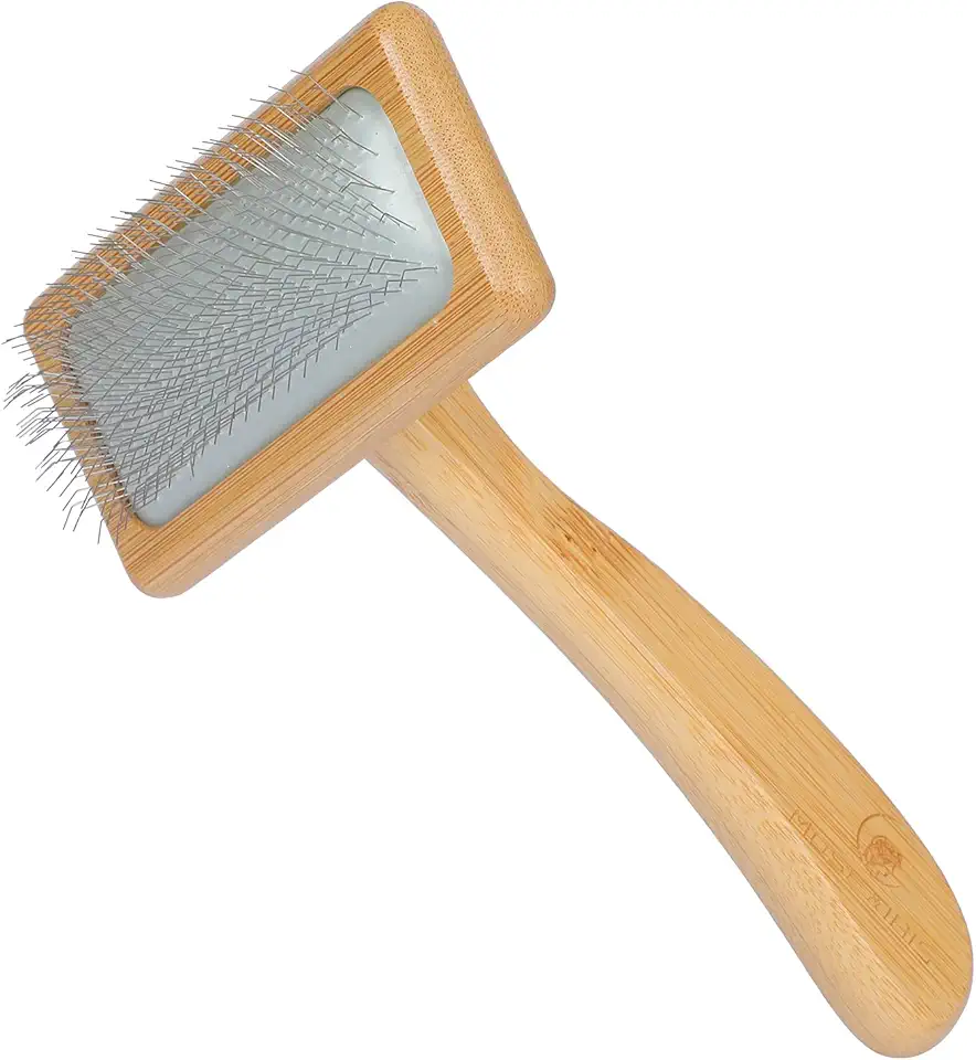 Dog &amp; Cat brush, Pet Slicker Brush with Bamboo Handle for Large Medium &amp; Short Hair Elegant Grooming Comb for Removing Shedding, Tangles and Dirt